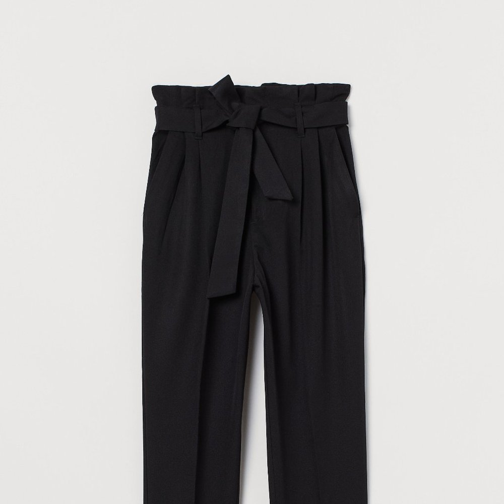 H&M Black Paper Bag Waist Tie Pants